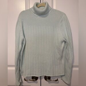 J Jill light green Ribbed Turtleneck Sweater Women’s XL 100% Cotton Knit